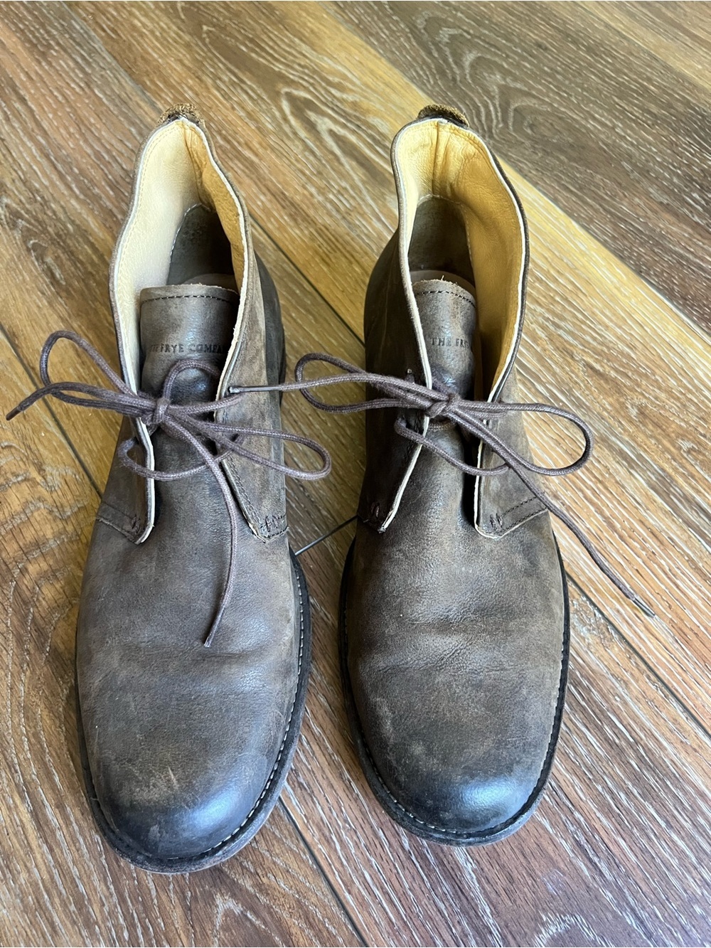 Frye Phillip Chukka Boots Brown Distressed Leather Lace-Up Ankle Boots Mens 10.5 - Picture 6 of 9